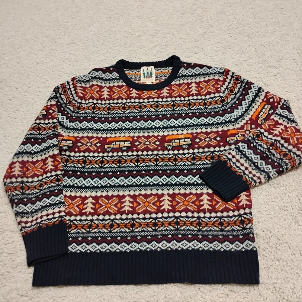 Kiel James Patrick Sweater Mens XL Multicolor Fair Isle Cozy Cabin Wool Blend